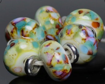 Handmade Lampwork Beads ~ Set of Six ~ Pastel Sprinkles