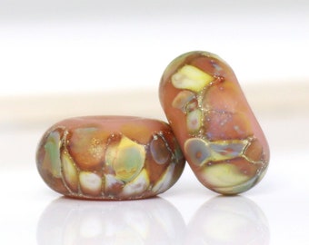 Handmade Lampwork Beads ~ Pair for Earrings ~ Autumn Splendor