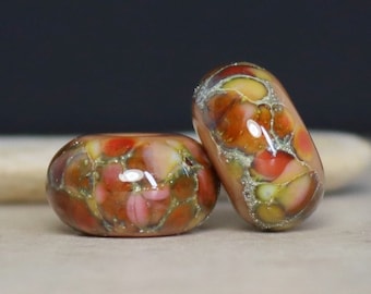 Handmade Lampwork Beads ~ Pair for Earrings ~ Autumn Splendor