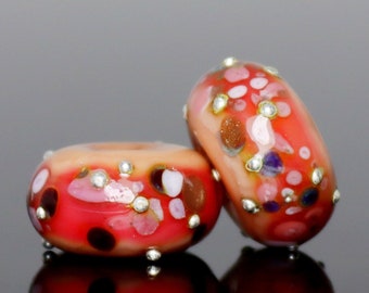 Handmade Lampwork Beads ~ Pair for Earrings ~ Hello Cupcake