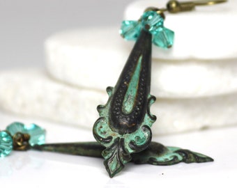 Handmade Earrings ~ Verdigris Patina ~ Athens