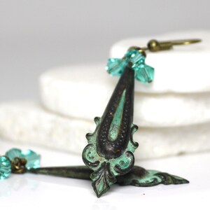 Handmade Earrings Verdigris Patina Athens image 1