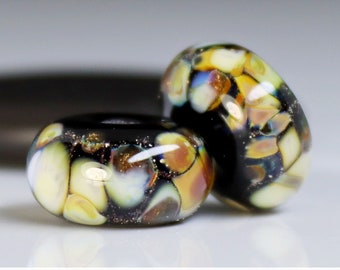 Handmade Lampwork Beads ~ Pair for Earrings ~ Caramel Noir