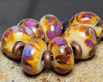 Handmade Lampwork Beads ~ Strand of Seven ~ Montrachet Vineyard