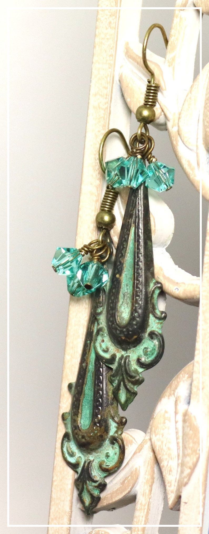 Handmade Earrings Verdigris Patina Athens image 6