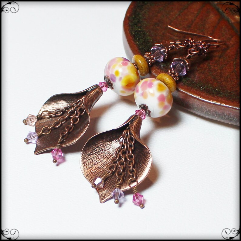 Calla Lily... Handmade Jewelry Earrings Beaded Lampwork Glass Etsy