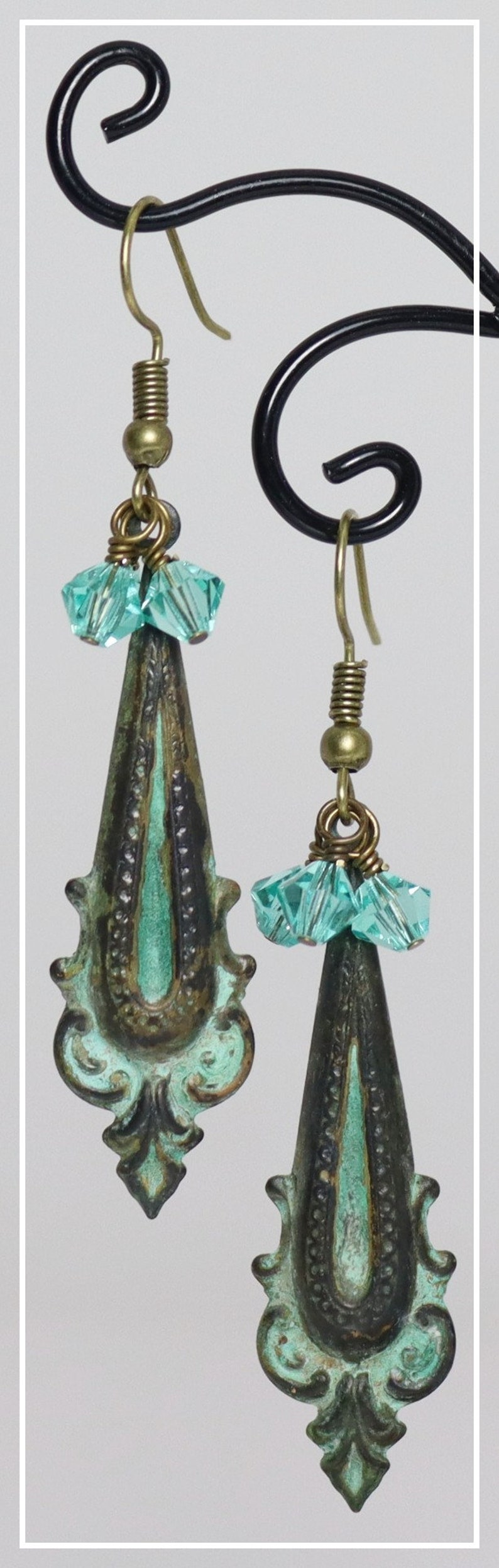 Handmade Earrings Verdigris Patina Athens image 4