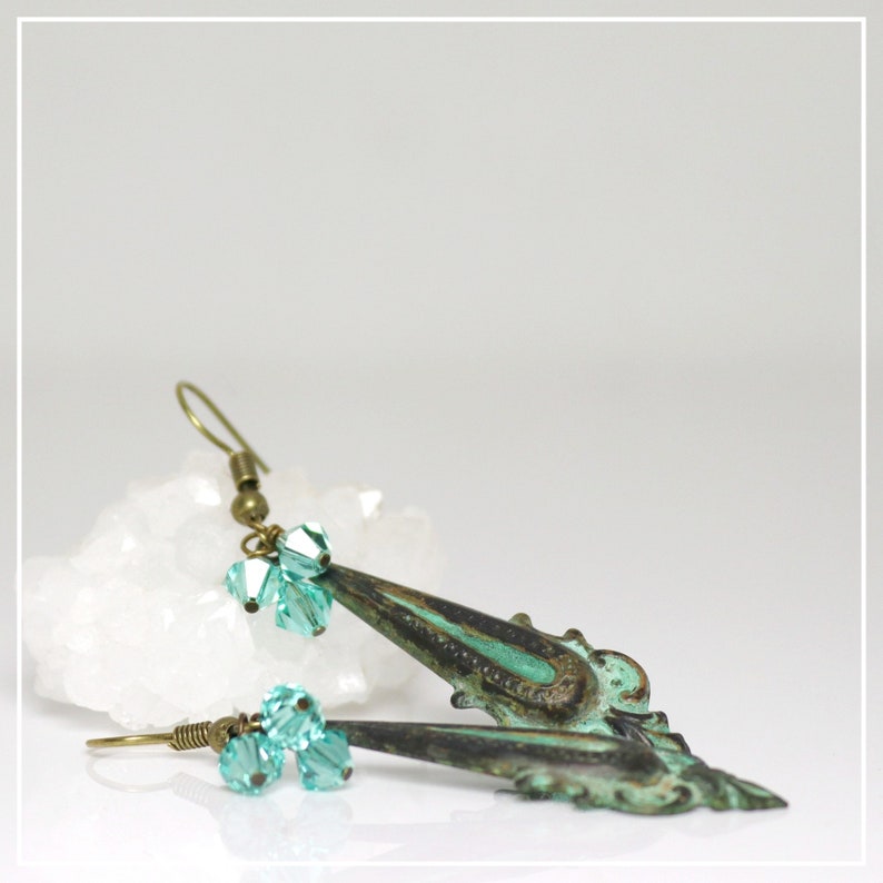 Handmade Earrings Verdigris Patina Athens image 5