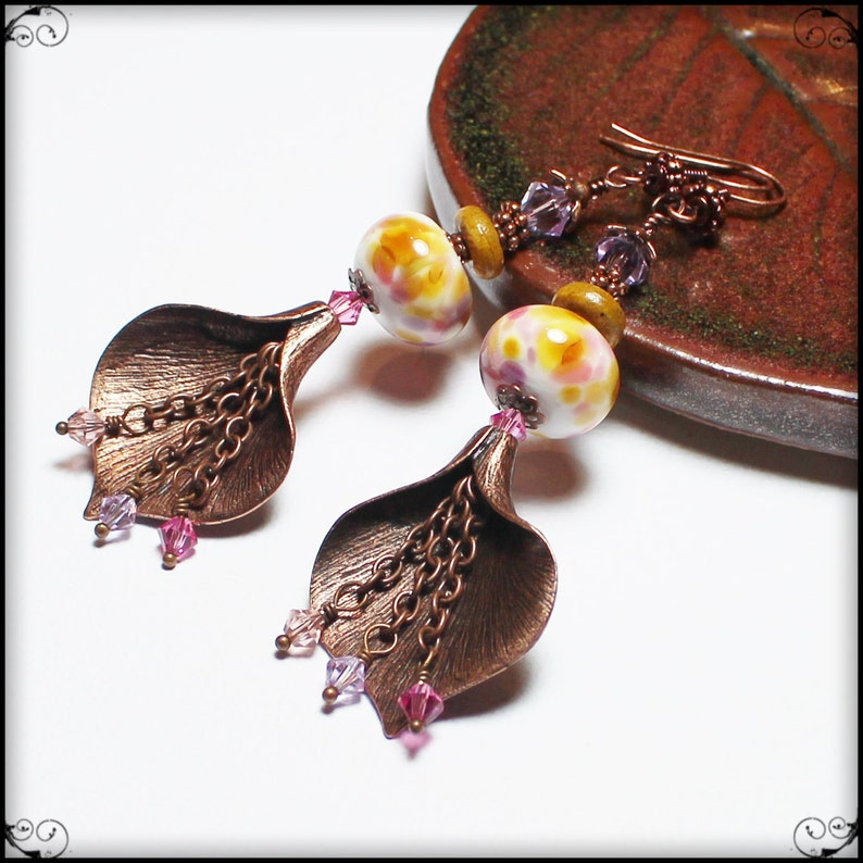 Calla Lily... Handmade Jewelry Earrings Beaded Lampwork Glass Etsy
