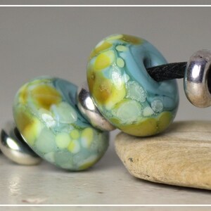 Handmade Lampwork Beads Pair for Earrings Dusty Blue image 2