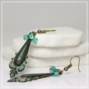 Handmade Earrings Verdigris Patina Athens image 3