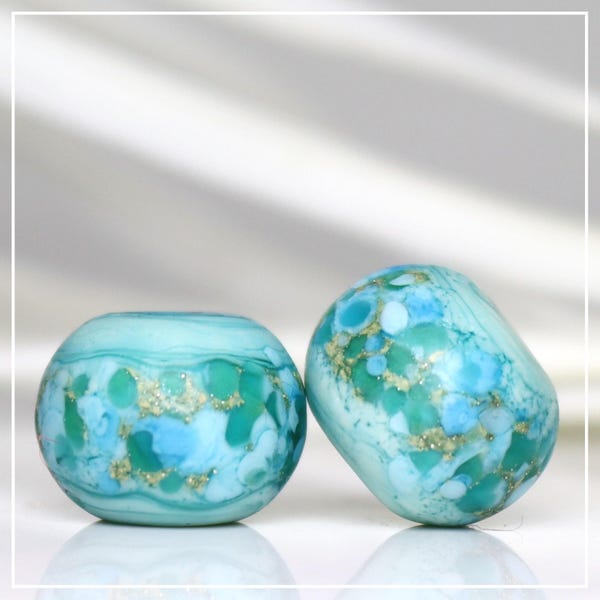 Handmade Lampwork Beads ~ Pair for Earrings ~ Seaside