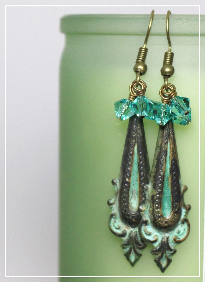 Handmade Earrings Verdigris Patina Athens image 7