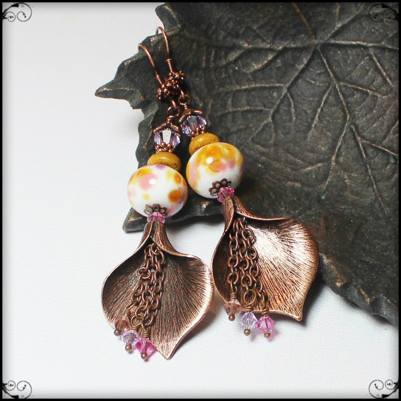 Calla Lily... Handmade Jewelry Earrings Beaded Lampwork Glass Etsy
