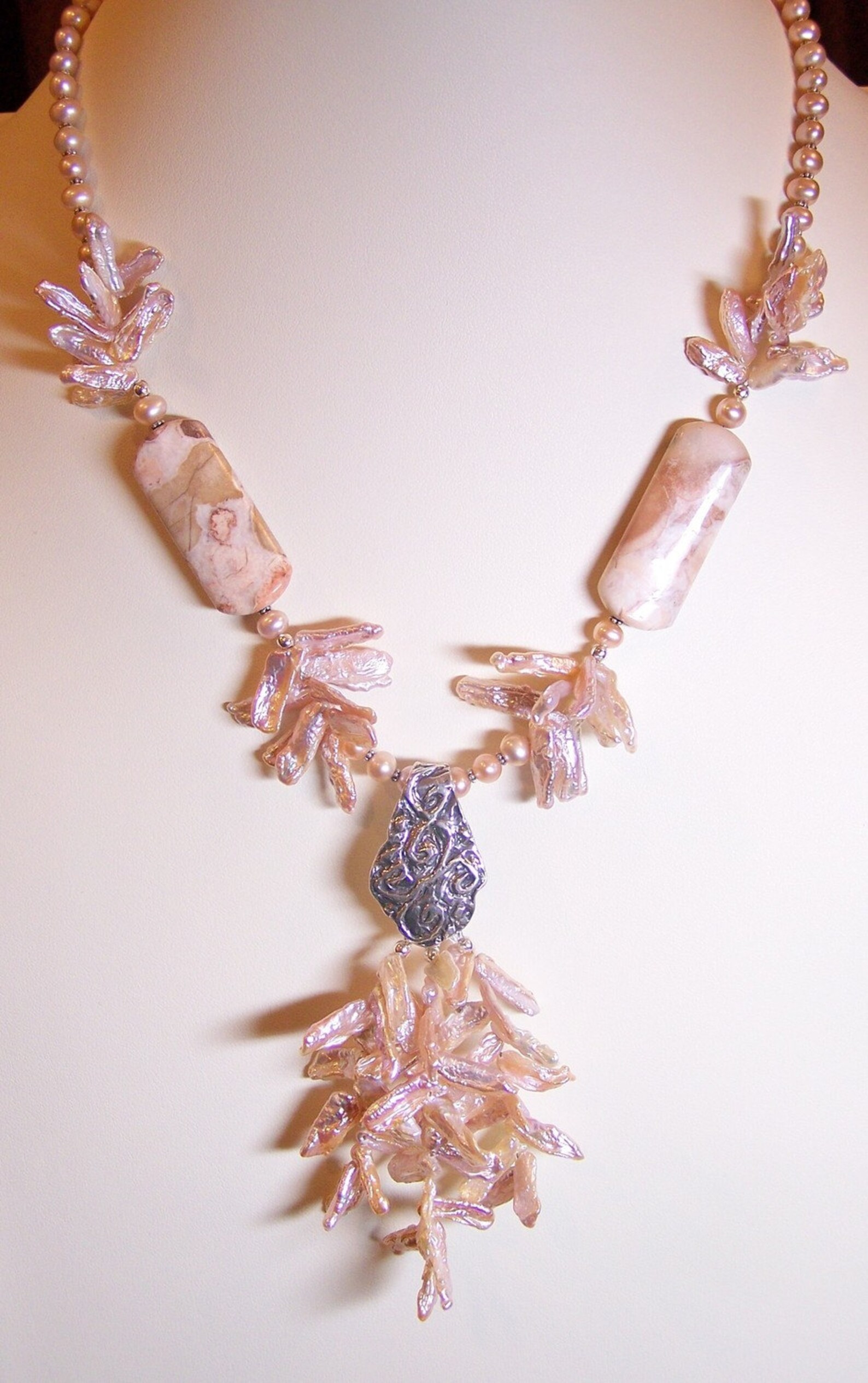 Blush...handmade Jewelry Necklace Beaded Jasper Gemstone Etsy