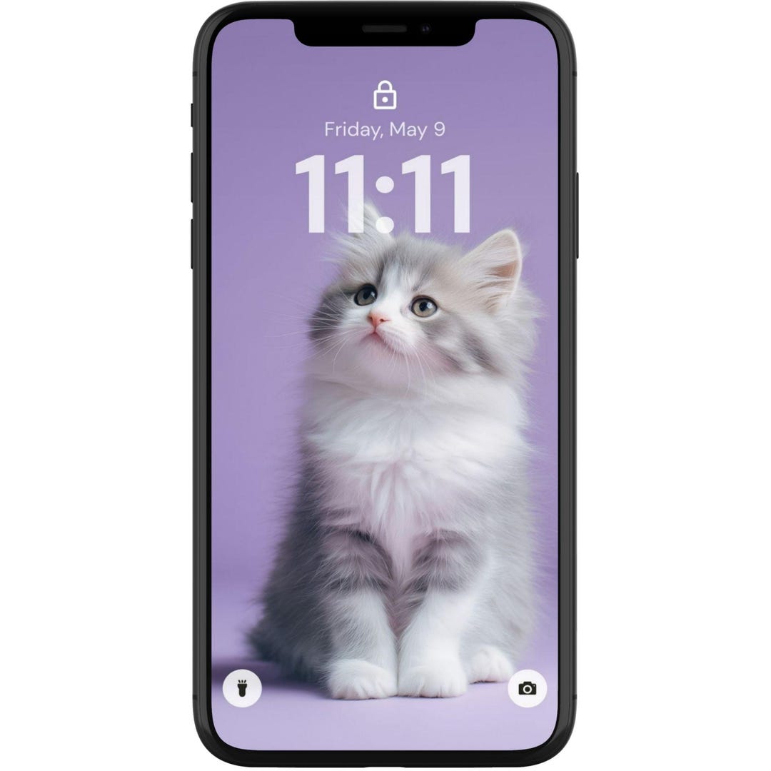 Cute Cat Phone Wallpaper | Adorable Kitten Digital Art | Soothing ...
