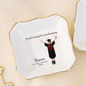 Graduation Gift for Her, Personalized Graduation Jewelry Dish, Graduation Ring Dish, Masters Degree Gift, Class of 2025, College Graduation