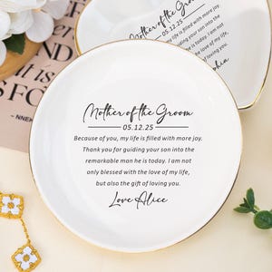 Regalo per la madre dello sposo, regalo di nozze, piatto portagioie personalizzato per la suocera, regali per le damigelle d&#39;onore, regalo dalla sposa, regalo dalla figlia