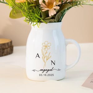 Custom Engaged Gifts, Personalized Newly Engaged Vase, Wedding Flower Vase Gift for Bride, Couple Gifts, Engagement Gift, Anniversary Gift