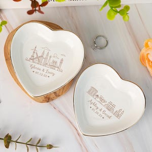 Personalized Skyline Jewelry Dish, Landscape Ring Dish, City Trinket Dish, 1st Anniversary Gift, Couple Engagement Gift, Gift for Her