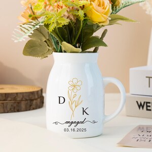 Custom Engaged Gifts, Personalized Newly Engaged Vase, Wedding Flower Vase Gift for Bride, Couple Gifts, Engagement Gift, Anniversary Gift image 6