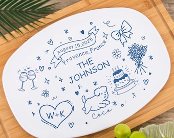 Personalized  Wedding Platter, Custom Bridal Gift with Names, Date & Location Keepsake Gift, Gift for Bride and Groom, Bridal Shower Gift