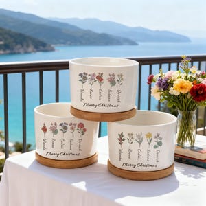 Custom Grandma's Garden Plant Pot, Personalized Birthflower Pot, Ceremic Name Flowerpot for Mom, Outdoor Planter, Grandma's Christmas Gift