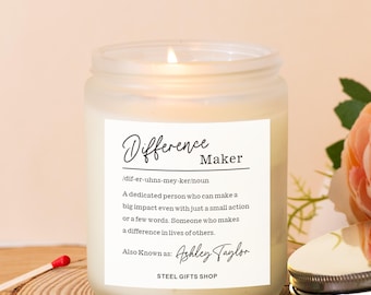 Thank You Gift Candle, Difference Maker Scented Candle, Teacher Thank You Candle Gift, Soy Wax Candle,Appreciation Gift Coworker Boss Nurse