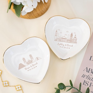 Personalized Skyline Ring Dish, Landscape Jewelry Dish, City View Trinket Dish, Anniversary Gift, City Attractions Ring Dish, Couple Gift