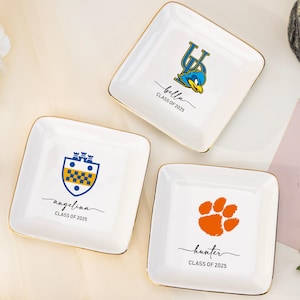 Graduation Gift for Her, Custom University Logo Trinket Ring Dish, Graduation Jewelry Dish, Class of  2025 College Graduation,Logo Ring Dish
