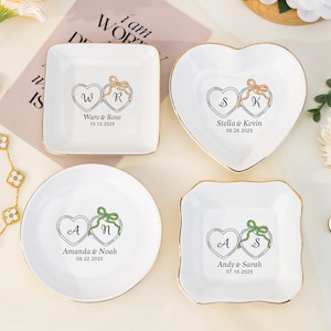 Personalized Locked Ring Dish, Engagement Gift, Custom Ring Dish, Inital Jewelry Dish, Sentimental Gift for Bride, Wedding Gift for Couples