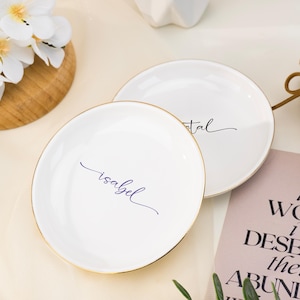 Plato para joyería personalizado, plato para anillos con nombre personalizado, plato para anillos, regalos para damas de honor, plato para anillos de compromiso, regalo de aniversario, regalo para ella