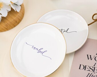 Gepersonaliseerde sieraden schaal, aangepaste naamring schaal, ringhouder schaal, bruidsmeisje geschenken, verlovingsring schaal, jubileumcadeau, cadeau voor haar
