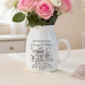 Personalized New Home Gift, Flower Vase for New Home Occasion, Moving In Gift for Friend, Housewarming Gifts, New Homeowner Gift, Home Decor
