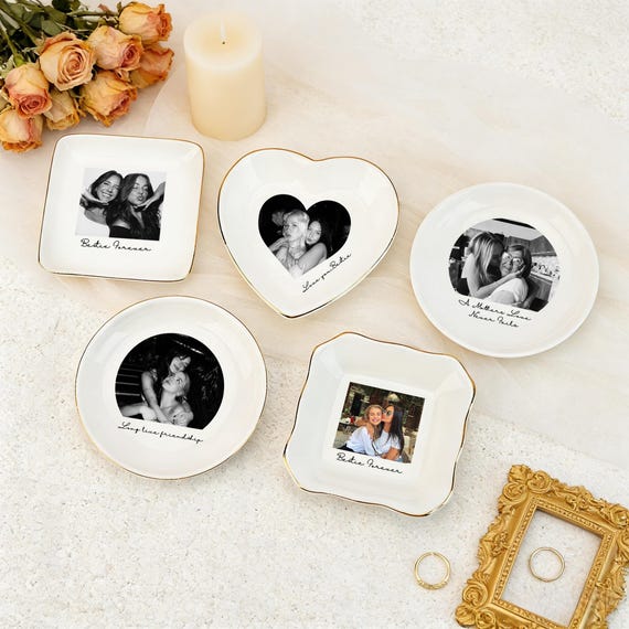 Personalized Photo Trinket Dish, Custom Ring Dish with Bestie Photo, Wedding Gift, Bridesmaid Proposal, Trinket Tray for Best Friend, Bestie