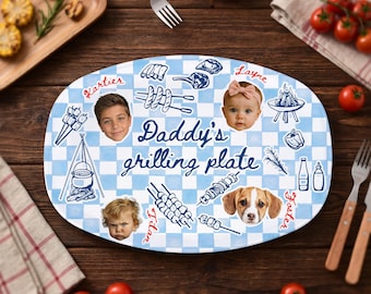 Papas Grillplatte, Vatertagsgeschenk von Kindern, personalisierte Grillplatte, individuelle Grillplatte mit Kinderfoto, Grillgeschenk für Papa