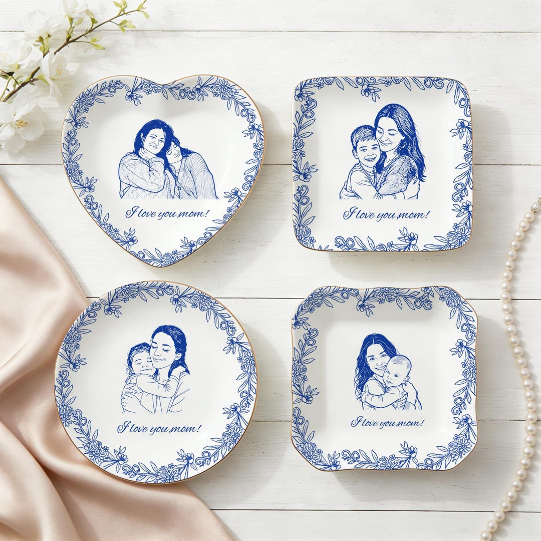 Personalized Ceramic Photo Jewelry Dish, Family Photo Ring Dish ...