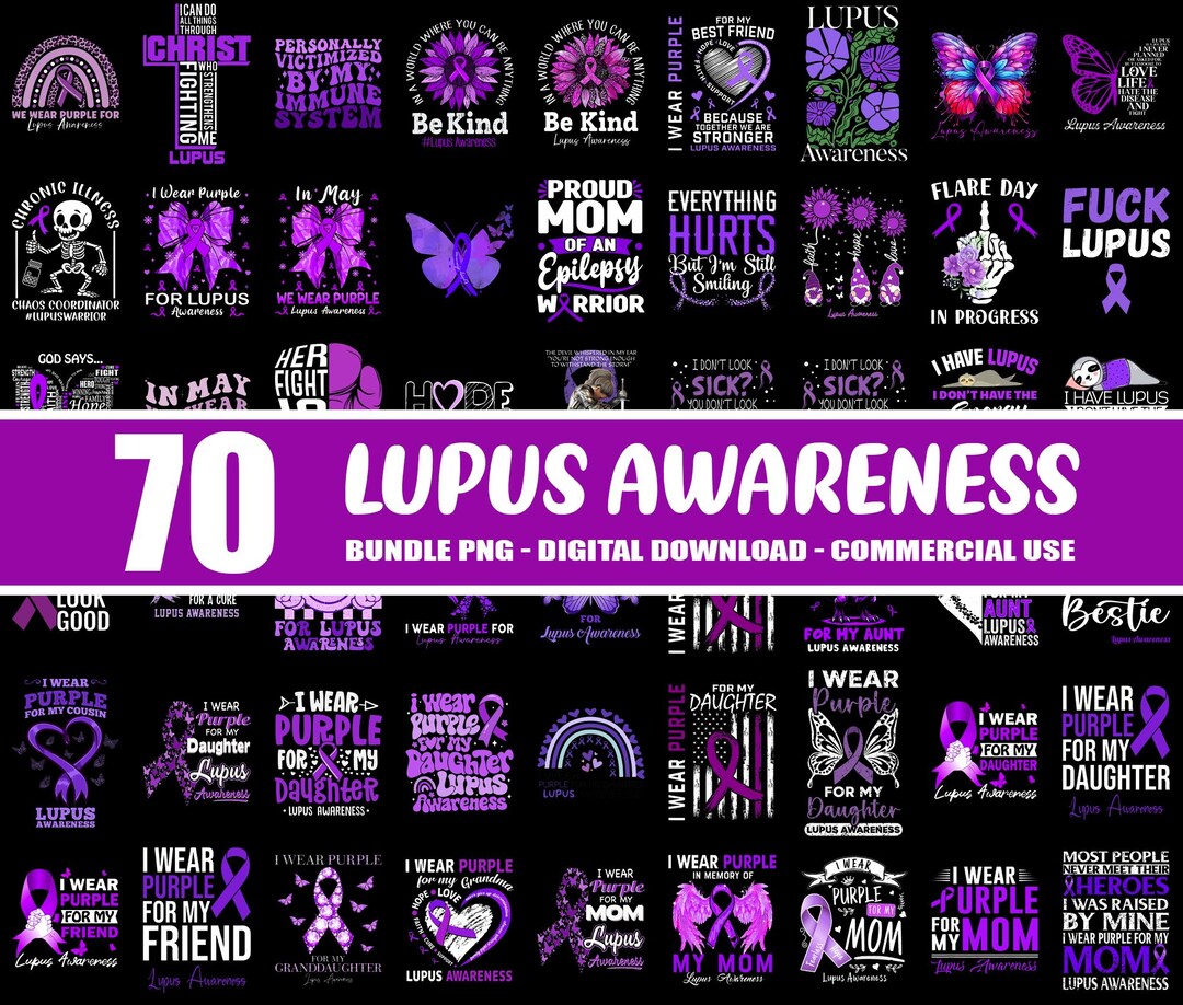 70 Designs Lupus Awareness Png Bundle, Lupus Warrior Png, Purple Ribbon ...