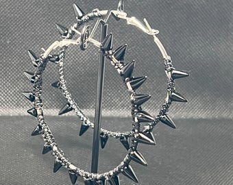 Medium Spiked Czech Crystal Macrame Earring