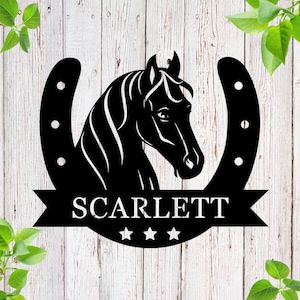 Custom Horse Name Plate,Personalized Horse Name Sign for Farm,Equine Enthusiasts,Horse Metal Wall Art,Horse Ranch Sign,Gift for Horse Lovers