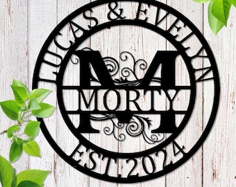 Personalized Family Name Metal Sign,Last Name Sign,Custom Initial Monogram Hanging,Door Hanger,Housewarming Gift,Christmas Gift,Wedding Gift