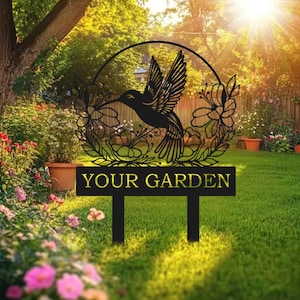 Custom Metal Garden Stake,Custom Garden Name Stakes,Garden Marker,Flower Sign with Stake,Lawn Sign,Yard Sign,Garden Decor,Garden Flower Sign