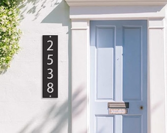 Modern Metal House Number Sign,Custom House Number,House Address Sign,Vertical Home Address,Mid Century Modern Numbers Metal Sign,Retro Sign