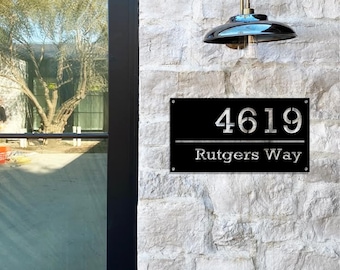 Modern Metal House Number Sign, Custom House Number,House Address Sign with Street Name, Metal Street Name,Retro Style House Number,New Home