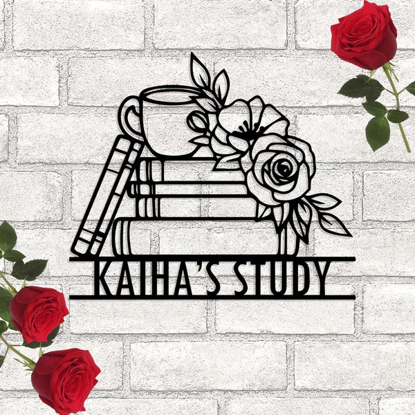 Personalized Books Metal Sign,Bookworm Sign,Bookshelf Sign,Custom Library Sign,Book Club Decor,Books Metal Wall Art,Reading Room Sign,Coffee