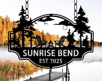 Personalized Cabin Metal Sign, Lake House Metal Sign Outdoor Decor, Custom Camp Sign, Campsite Sign, Cabin Lake House Cottage Welcome Sign