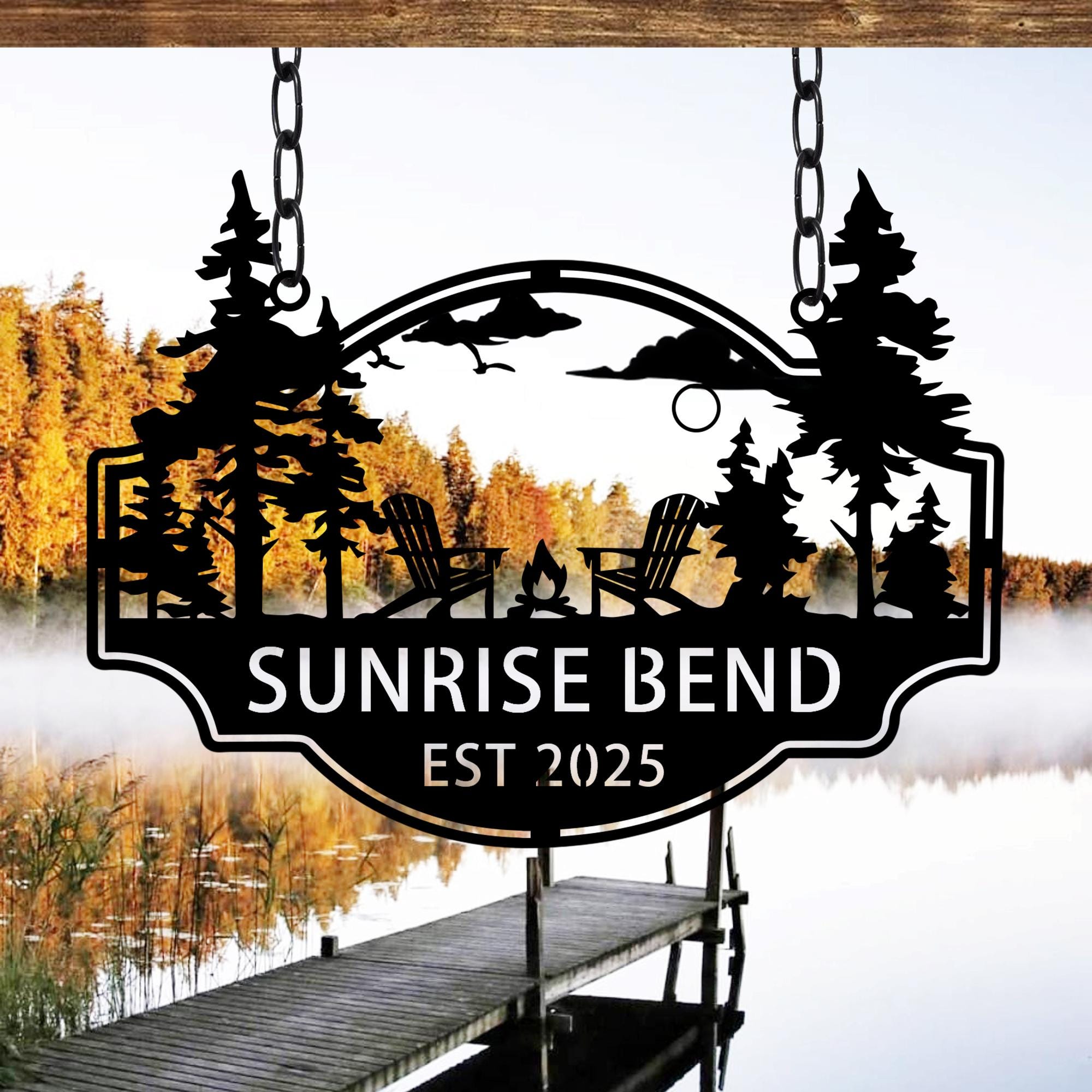 Personalized Cabin Metal Sign, Lake House Metal Sign Outdoor Decor ...