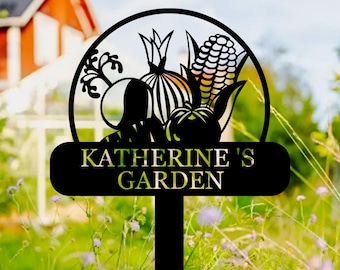 Custom Metal Vegetable Garden Stake,Personalized Garden Sign,Garden Decor,Metal Yard Sign,Yard Decor,Harvest Garden Decor,Gift For Gardener