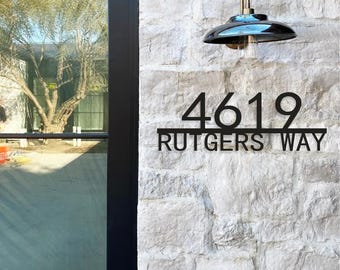 Modern Metal House Number Sign, Custom House Number,House Address Sign with Street Name, Metal Street Name,Retro Style House Number,New Home