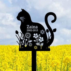 Pet Garden Decor,Pet Metal Sign,Cat Memorial Stake,Cat Name Sign with Stake,Custom Metal Cat Grave Marker,Yard Stake,Pet Loss Gift,Cemetery